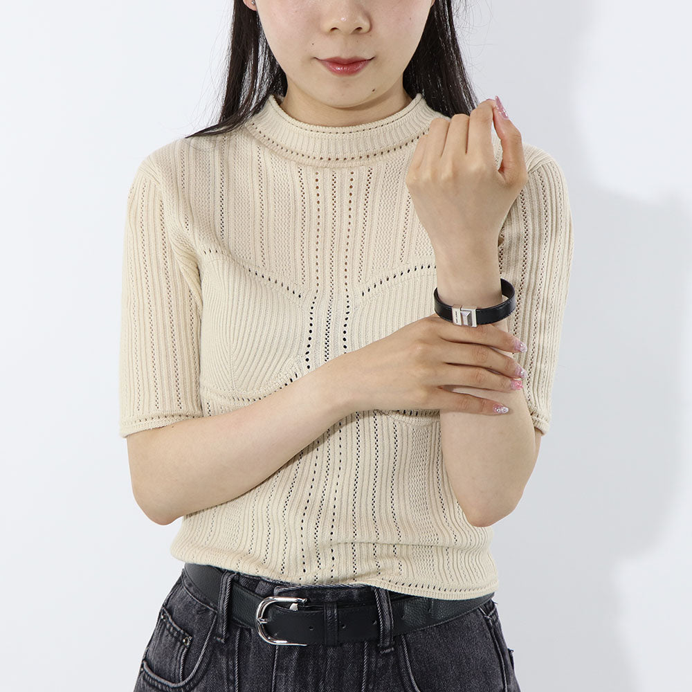 SAINT LAURENT ブレスレット ブラック カーフ レザー