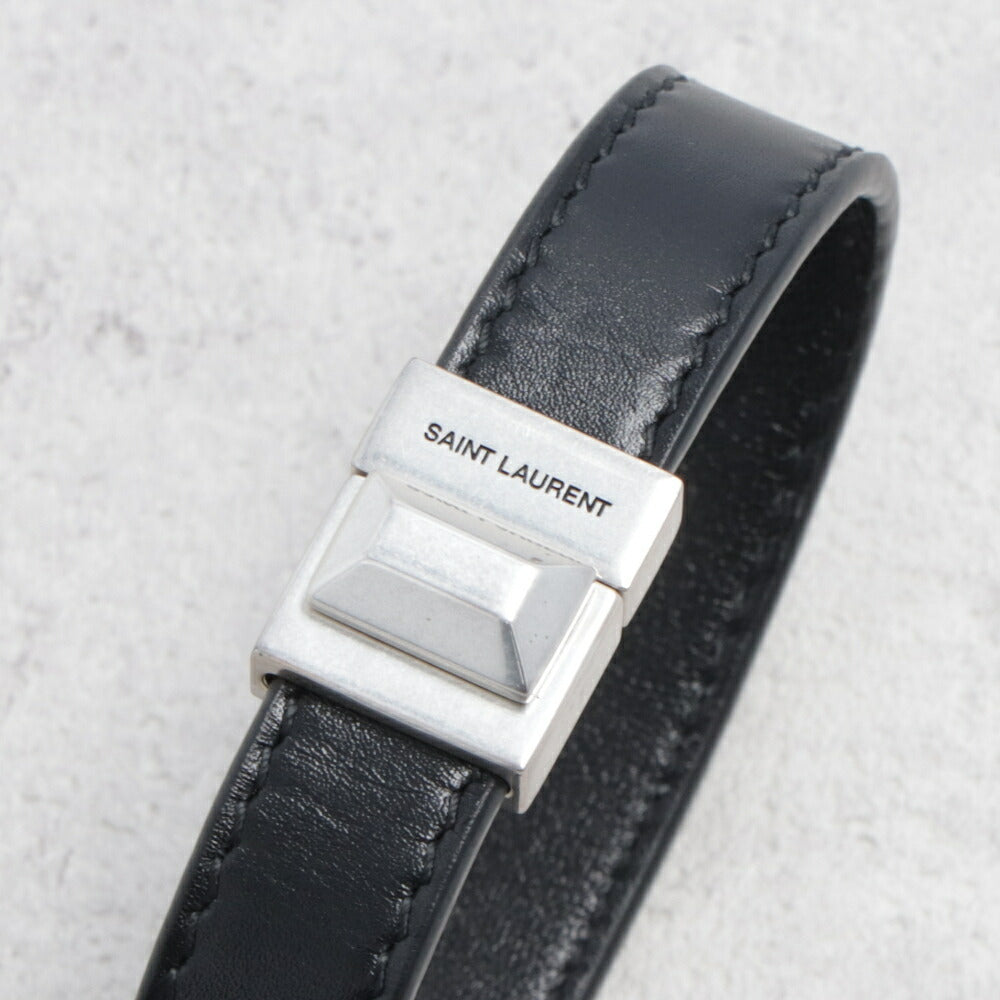 SAINT LAURENT ブレスレット ブラック カーフ レザー