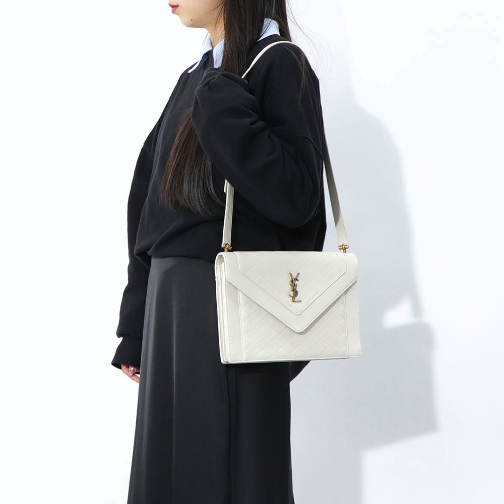 サンローラン SAINT LAURENT バッグ ショルダーバッグ レディース アイボリー レザー モノグラム ロゴ ディアマンテキルティング