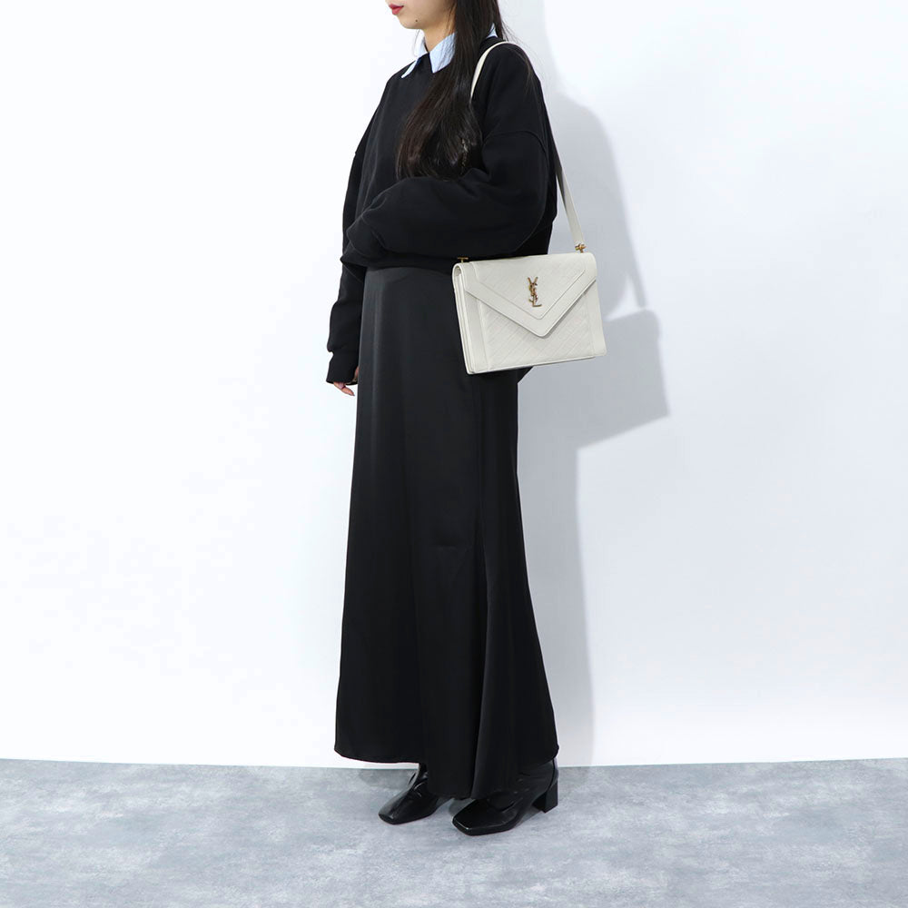 サンローラン SAINT LAURENT バッグ ショルダーバッグ レディース アイボリー レザー モノグラム ロゴ ディアマンテキルティング