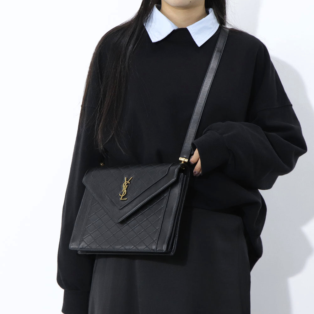 サンローラン SAINT LAURENT バッグ ショルダーバッグ レディース ブラック ラムスキン GABY ディアマンテキルティング