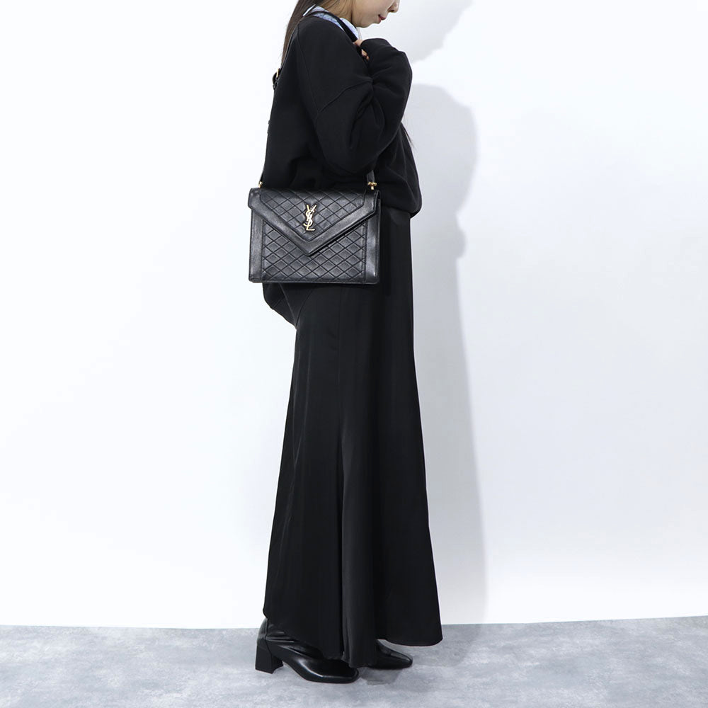 サンローラン SAINT LAURENT バッグ ショルダーバッグ レディース ブラック ラムスキン GABY ディアマンテキルティング