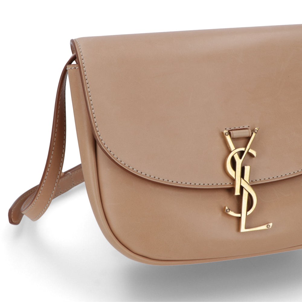 サンローラン SAINT LAURENT バッグ ショルダーバッグ レディース ベージュ YSLロゴプレート サッチェルバッグ