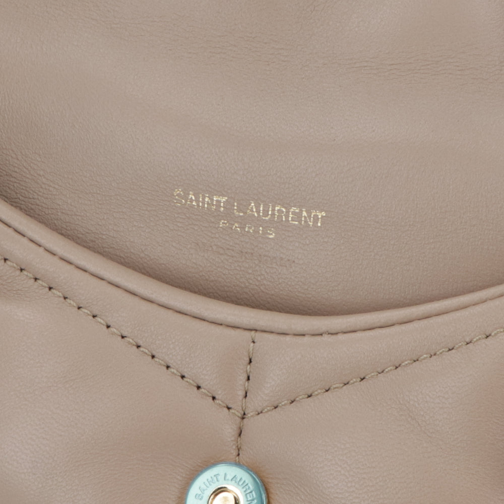 サンローラン SAINT LAURENT バッグ クラッチ レディース ダークベージュ ラムスキン ポーチ ロゴ パファー