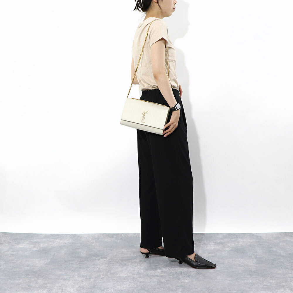 サンローラン SAINT LAURENT バッグ ショルダーバッグ レディース KATE MEDIUM ケイト ミディアム ブラック×ゴールド オフホワイト×ゴールド レザー グレイン ド プードルレザー カサンドラロゴ 鞄 カラー 364021 BOW0J