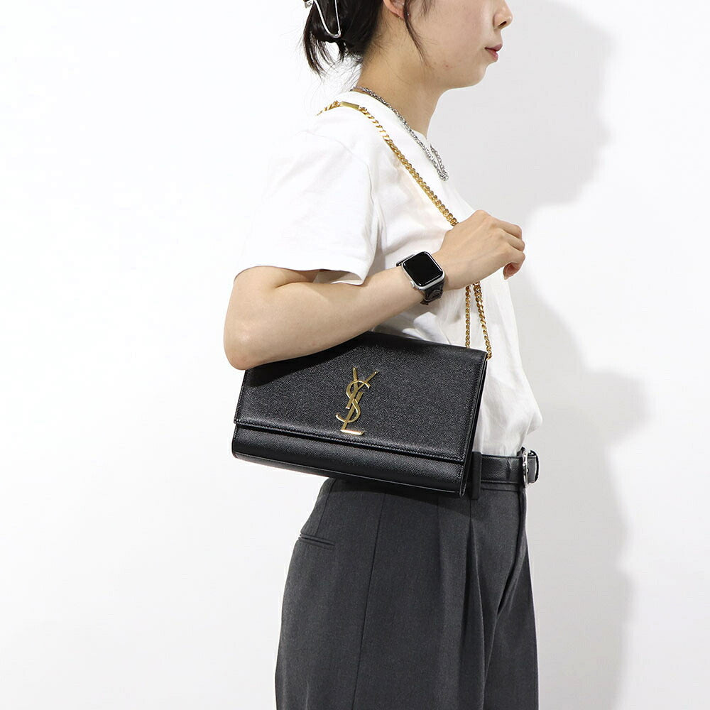 サンローラン SAINT LAURENT バッグ ショルダーバッグ レディース KATE MEDIUM ケイト ミディアム ブラック×ゴールド オフホワイト×ゴールド レザー グレイン ド プードルレザー カサンドラロゴ 鞄 カラー 364021 BOW0J