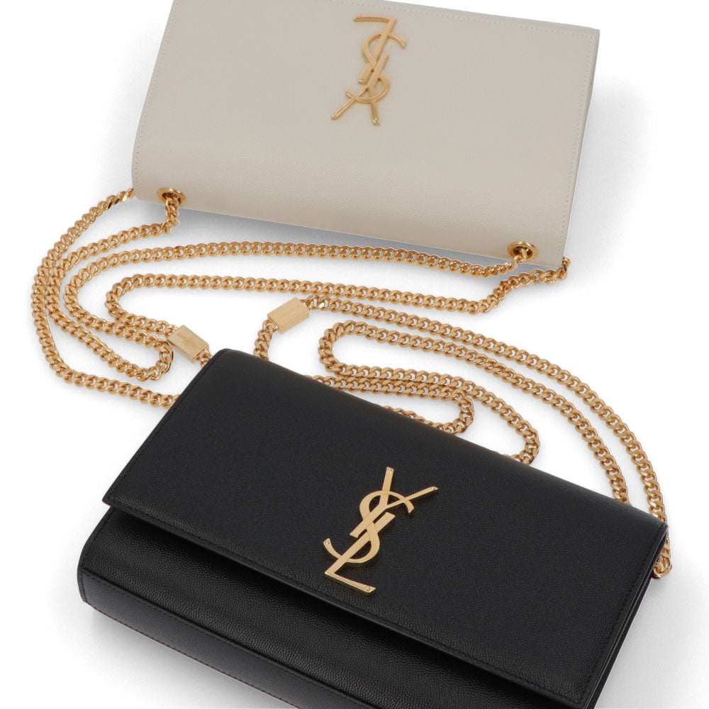 サンローラン SAINT LAURENT バッグ ショルダーバッグ レディース KATE MEDIUM ケイト ミディアム ブラック×ゴールド オフホワイト×ゴールド レザー グレイン ド プードルレザー カサンドラロゴ 鞄 カラー 364021 BOW0J
