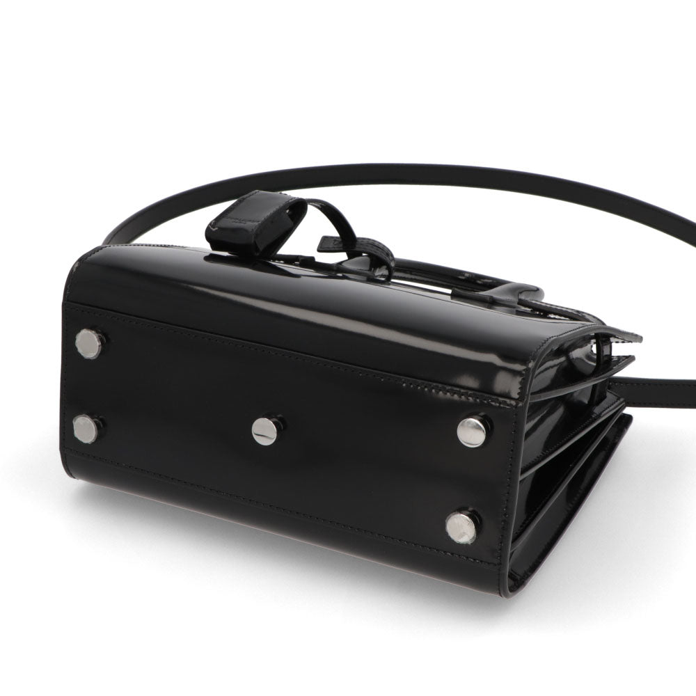サンローラン SAINT LAURENT バッグ ハンドバッグ レディース サック ドジュール ナノ ブラック パテン トレザー ショルダーバッグ 2way エナメル ロゴ チャーム付き 鞄 398711 AAB9H