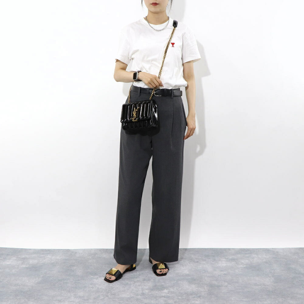 サンローラン SAINT LAURENT バッグ ショルダーバッグ レディース VICKY S ヴィッキー スモール ブラック パテント レザー ロゴ ミニバッグ チェーンショルダー 538439 0UF07