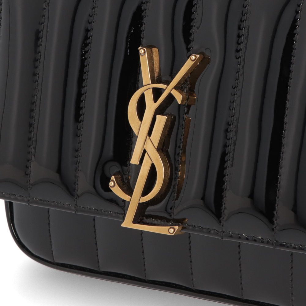 サンローラン SAINT LAURENT バッグ ショルダーバッグ レディース VICKY S ヴィッキー スモール ブラック パテント レザー ロゴ ミニバッグ チェーンショルダー 538439 0UF07
