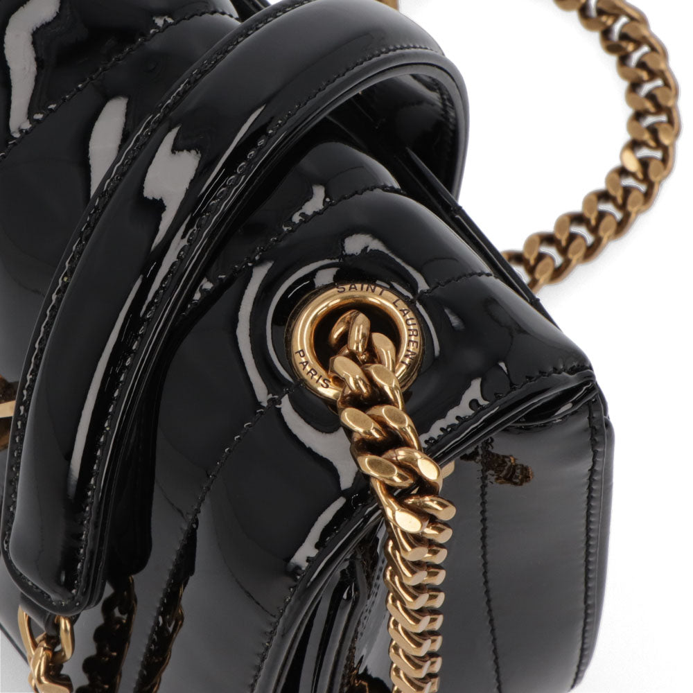 サンローラン SAINT LAURENT バッグ ショルダーバッグ レディース VICKY S ヴィッキー スモール ブラック パテント レザー ロゴ ミニバッグ チェーンショルダー 538439 0UF07