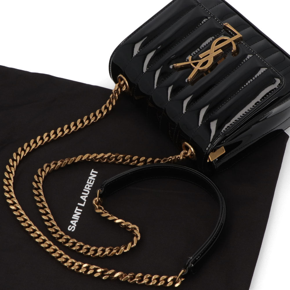 サンローラン SAINT LAURENT バッグ ショルダーバッグ レディース VICKY S ヴィッキー スモール ブラック パテント レザー ロゴ ミニバッグ チェーンショルダー 538439 0UF07