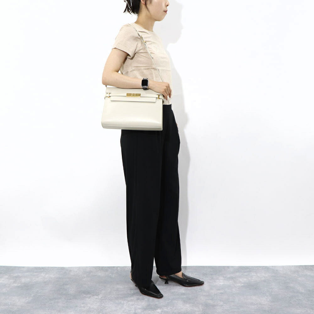 サンローラン SAINT LAURENT バッグ ショルダーバッグ レディース MANHATTAN マンハッタン オフホワイト カーフ レザー クラッチバッグ 2way ロゴ 鞄 ゴールド金具 無地 シンプル 579271 0SX0W
