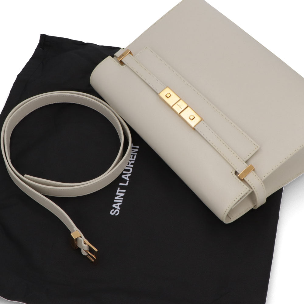 サンローラン SAINT LAURENT バッグ ショルダーバッグ レディース MANHATTAN マンハッタン オフホワイト カーフ レザー クラッチバッグ 2way ロゴ 鞄 ゴールド金具 無地 シンプル 579271 0SX0W
