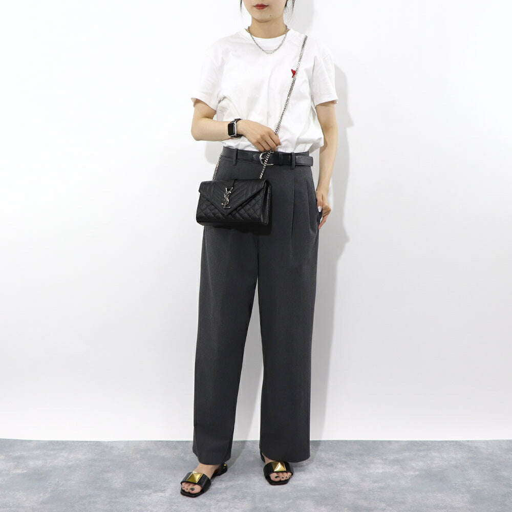 サンローラン SAINT LAURENT バッグ ショルダーバッグ レディース ENVELOPE SMALL エンベロープ スモール ブラック カーフ レザー カサンドラロゴ 鞄 チェーンショルダー シルバー金具 キルティング 600195 BOW92