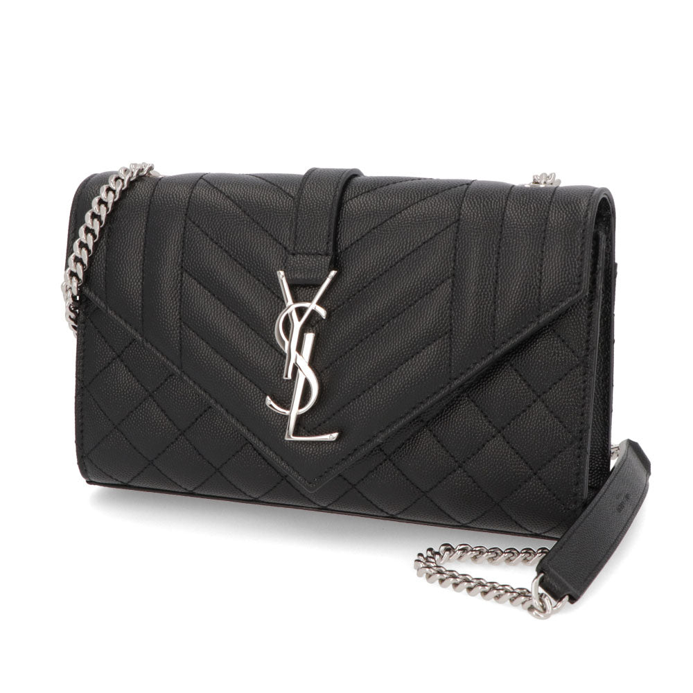 サンローラン SAINT LAURENT バッグ ショルダーバッグ レディース ENVELOPE SMALL エンベロープ スモール ブラック カーフ レザー カサンドラロゴ 鞄 チェーンショルダー シルバー金具 キルティング 600195 BOW92