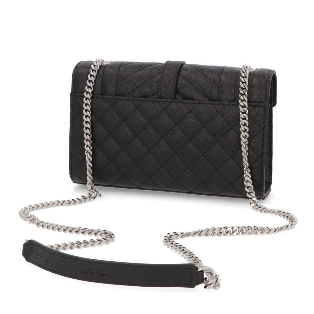 サンローラン SAINT LAURENT バッグ ショルダーバッグ レディース ENVELOPE SMALL エンベロープ スモール ブラック カーフ レザー カサンドラロゴ 鞄 チェーンショルダー シルバー金具 キルティング 600195 BOW92