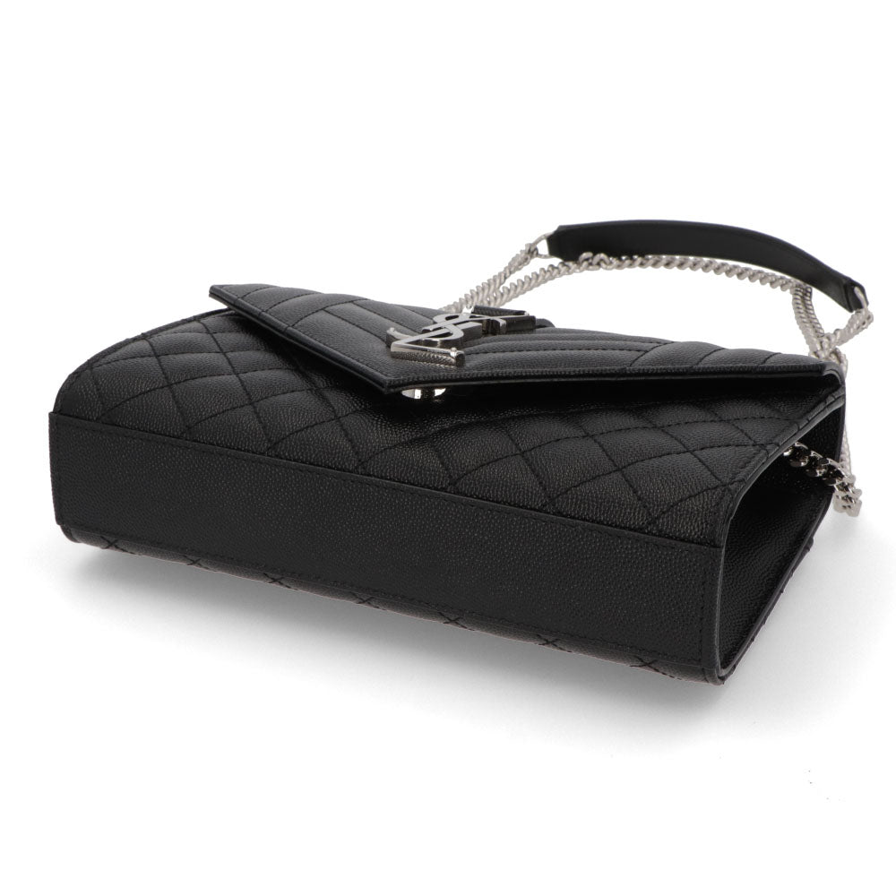 サンローラン SAINT LAURENT バッグ ショルダーバッグ レディース ENVELOPE SMALL エンベロープ スモール ブラック カーフ レザー カサンドラロゴ 鞄 チェーンショルダー シルバー金具 キルティング 600195 BOW92