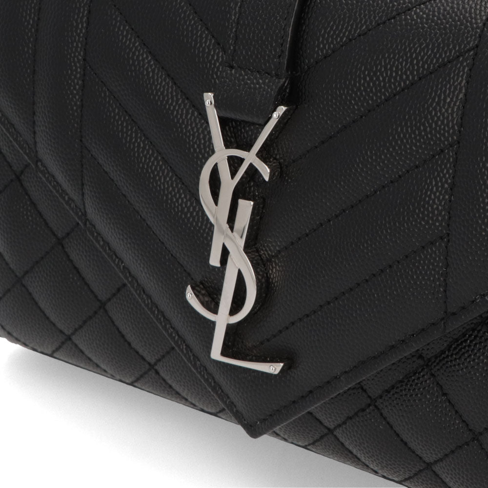 サンローラン SAINT LAURENT バッグ ショルダーバッグ レディース ENVELOPE SMALL エンベロープ スモール ブラック カーフ レザー カサンドラロゴ 鞄 チェーンショルダー シルバー金具 キルティング 600195 BOW92