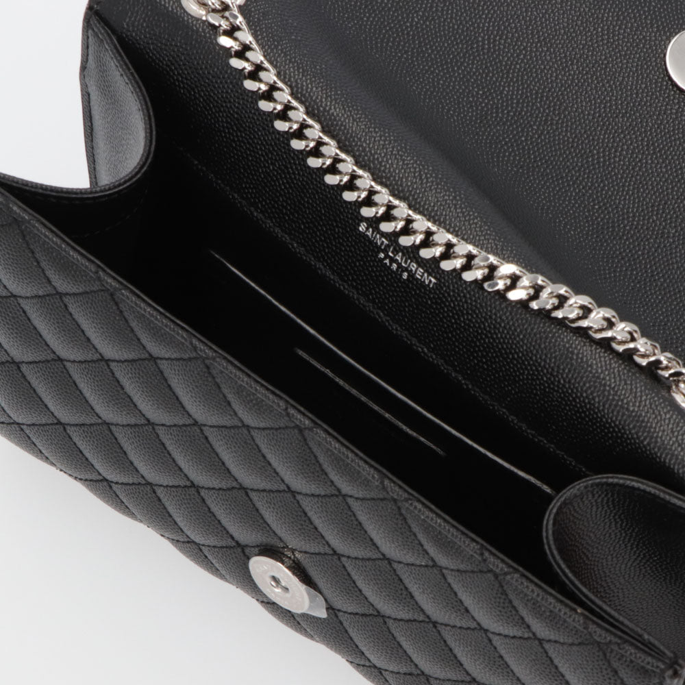 サンローラン SAINT LAURENT バッグ ショルダーバッグ レディース ENVELOPE SMALL エンベロープ スモール ブラック カーフ レザー カサンドラロゴ 鞄 チェーンショルダー シルバー金具 キルティング 600195 BOW92