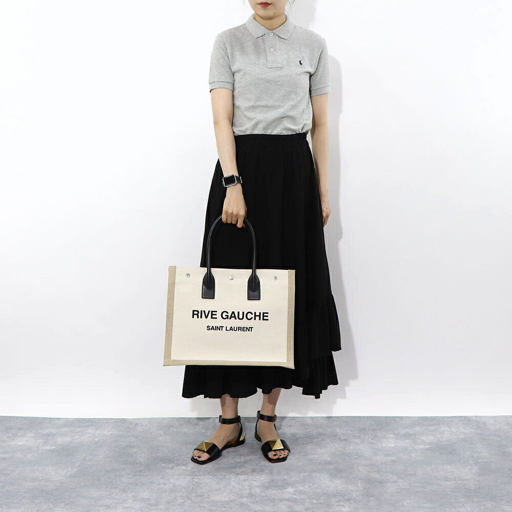 サンローラン SAINT LAURENT バッグ トートバッグ レディース RIVE GAUCHE TOTE リヴ ゴーシュ トート ベージュ系 キャンバス リネン A4対応 横型 大容量 617481 FAAVU