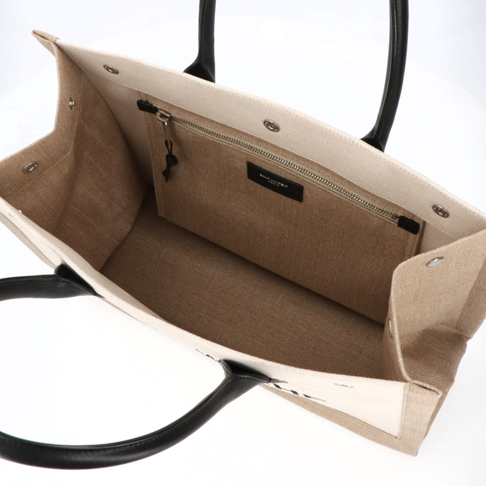 サンローラン SAINT LAURENT バッグ トートバッグ レディース RIVE GAUCHE TOTE リヴ ゴーシュ トート ベージュ系 キャンバス リネン A4対応 横型 大容量 617481 FAAVU