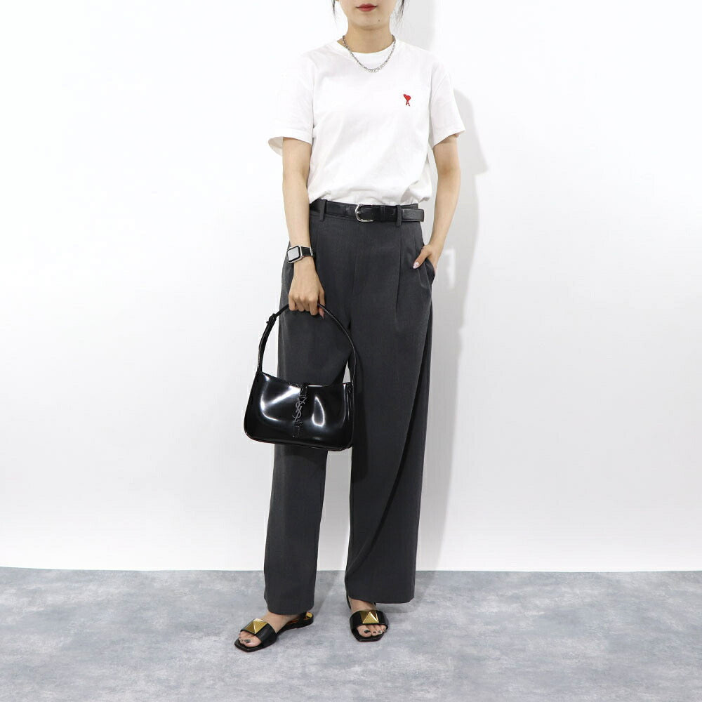 サンローラン SAINT LAURENT バッグ ハンドバッグ レディース サンカセット ブラック パテント レザー ホーボーバッグ スムーススキン 鞄 カサンドラロゴ 肩掛け 657228 AAB9G