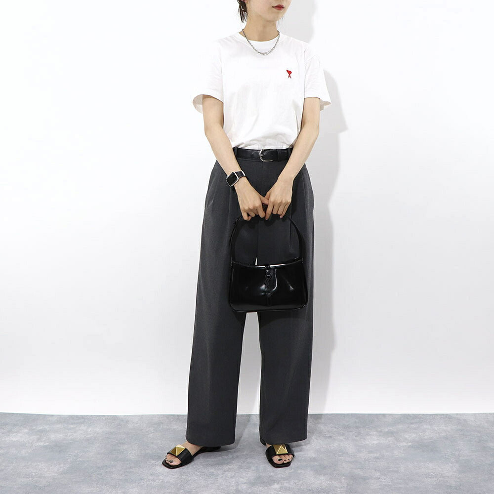サンローラン SAINT LAURENT バッグ ハンドバッグ レディース サンカセット ブラック パテント レザー ホーボーバッグ スムーススキン 鞄 カサンドラロゴ 肩掛け 657228 AAB9G