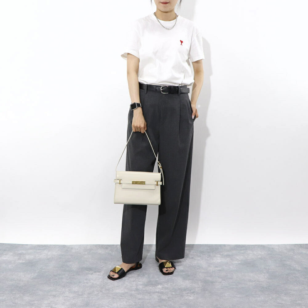 サンローラン SAINT LAURENT バッグ ハンドバッグ レディース MANHATTAN マンハッタン オフホワイト カーフ レザー クラッチバッグ 2way ロゴ 鞄 ゴールド金具 無地 シンプル 675626 0SX0W