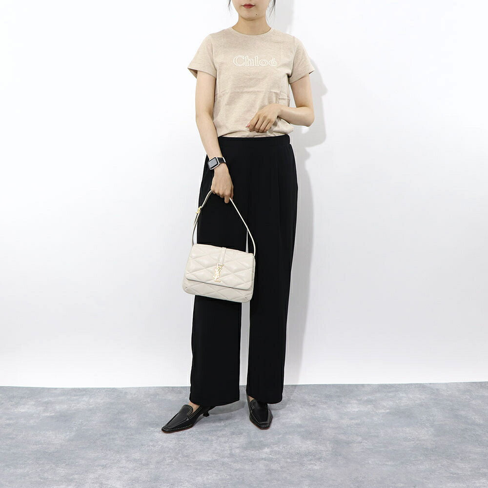 サンローラン SAINT LAURENT バッグ ハンドバッグ レディース LE 57 ブラック オフホワイト ラムスキン ショルダーバッグ 2way カサンドラロゴ キルティング 698567 AAAO0