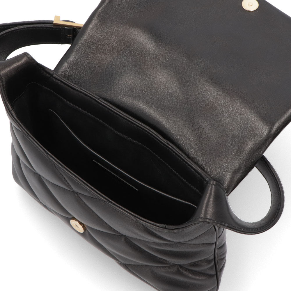 サンローラン SAINT LAURENT バッグ ハンドバッグ レディース LE 57 ブラック オフホワイト ラムスキン ショルダーバッグ 2way カサンドラロゴ キルティング 698567 AAAO0