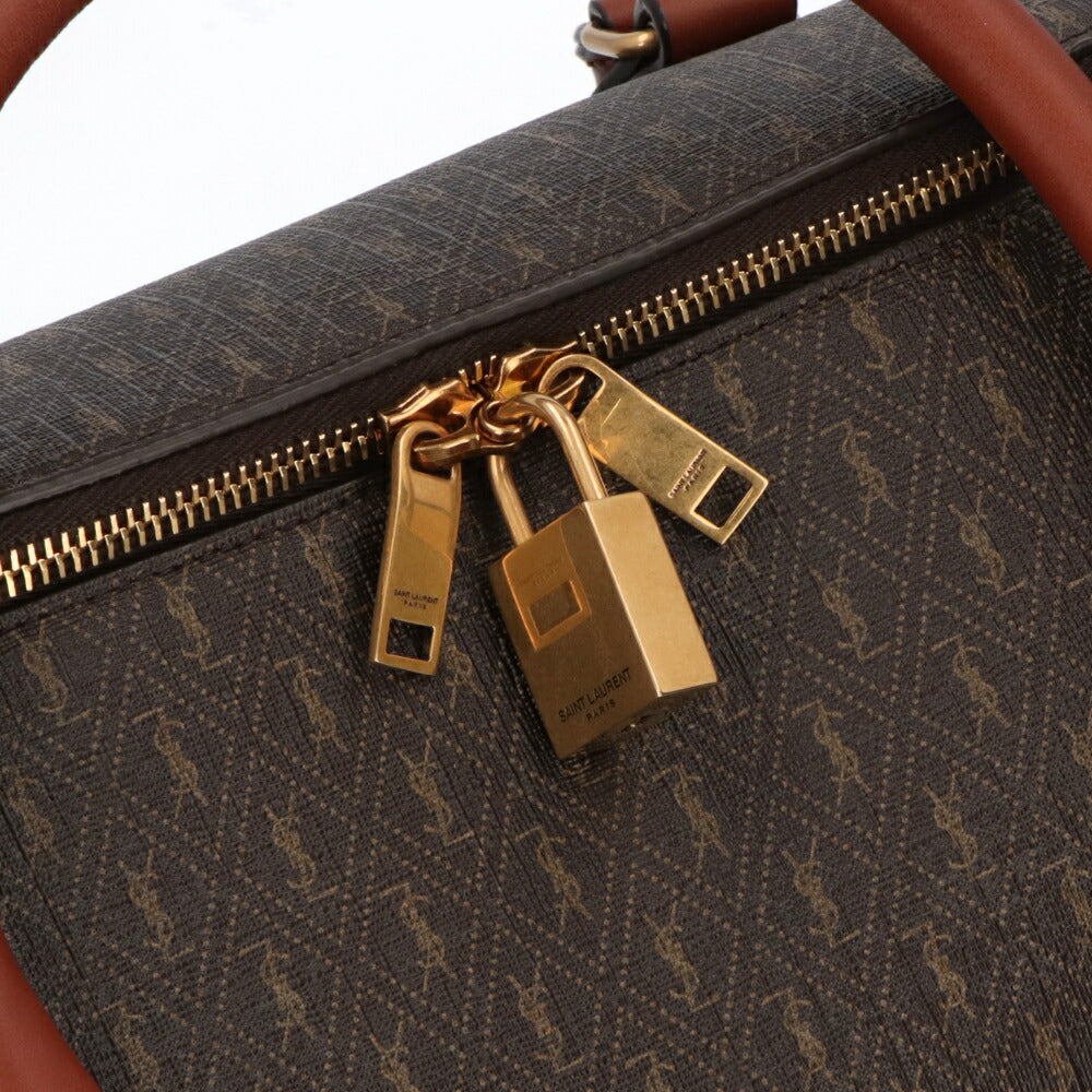サンローラン SAINT LAURENT バッグ ボストンバッグ レディース DUFFLE BAG ダークブラウン レザー 旅行バッグ ショルダー 大容量 パドロック チャーム付き 708452 FABLK