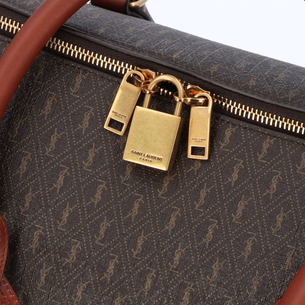 サンローラン SAINT LAURENT バッグ ボストンバッグ レディース DUFFLE BAG ダークブラウン レザー 旅行バッグ ショルダー 大容量 パドロック チャーム付き 708452 FABLK