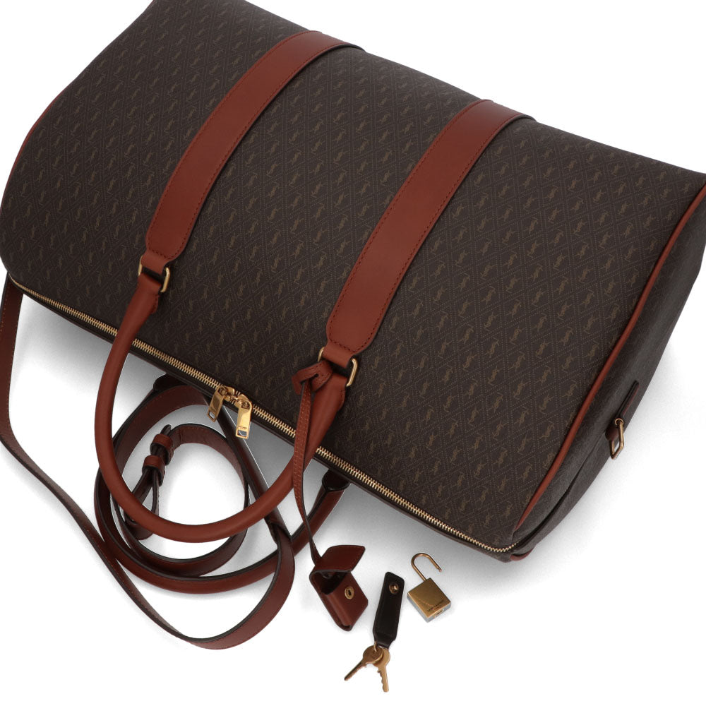 サンローラン SAINT LAURENT バッグ ボストンバッグ レディース DUFFLE BAG ダークブラウン レザー 旅行バッグ ショルダー 大容量 パドロック チャーム付き 708452 FABLK