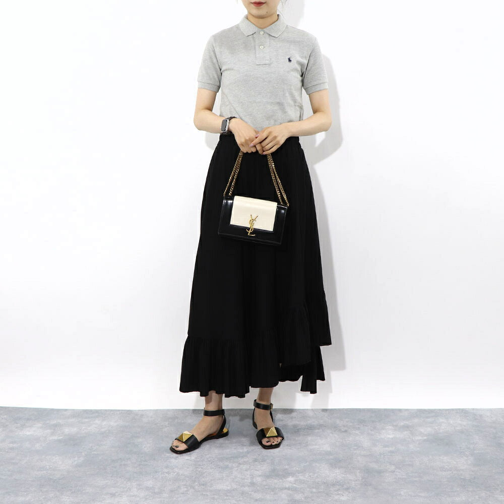 サンローラン SAINT LAURENT バッグ ショルダーバッグ レディース KATE NAPPA ケイト ナッパ オフホワイト×ブラック パテント ナッパ レザー ハンドバッグ 2way バイカラー カサンドラロゴ チェーン 鞄 742580 AAB4D