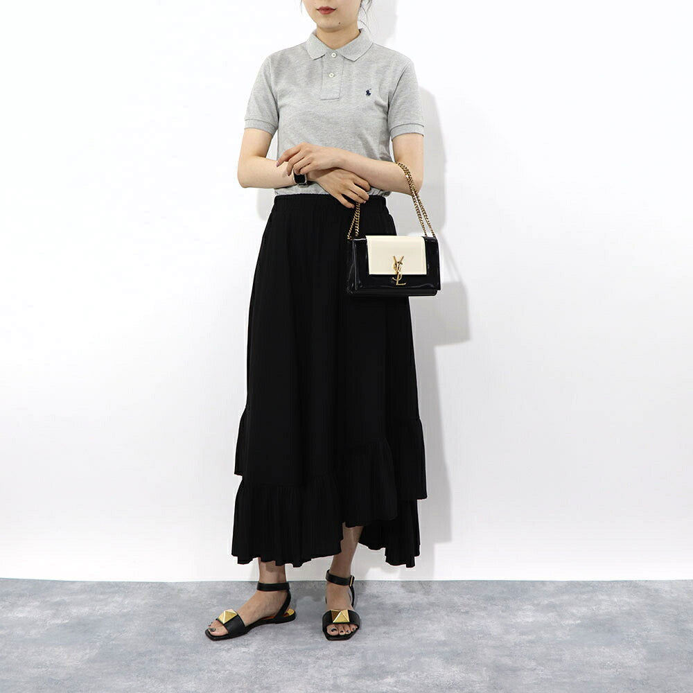サンローラン SAINT LAURENT バッグ ショルダーバッグ レディース KATE NAPPA ケイト ナッパ オフホワイト×ブラック パテント ナッパ レザー ハンドバッグ 2way バイカラー カサンドラロゴ チェーン 鞄 742580 AAB4D