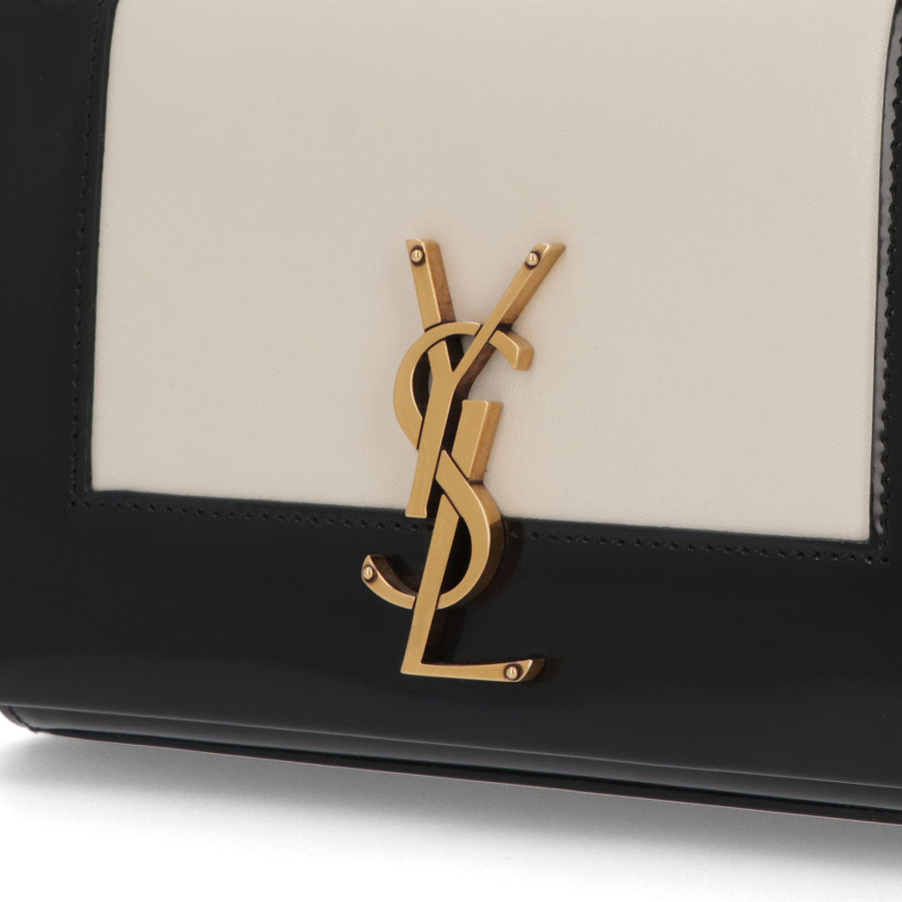 サンローラン SAINT LAURENT バッグ ショルダーバッグ レディース KATE NAPPA ケイト ナッパ オフホワイト×ブラック パテント ナッパ レザー ハンドバッグ 2way バイカラー カサンドラロゴ チェーン 鞄 742580 AAB4D