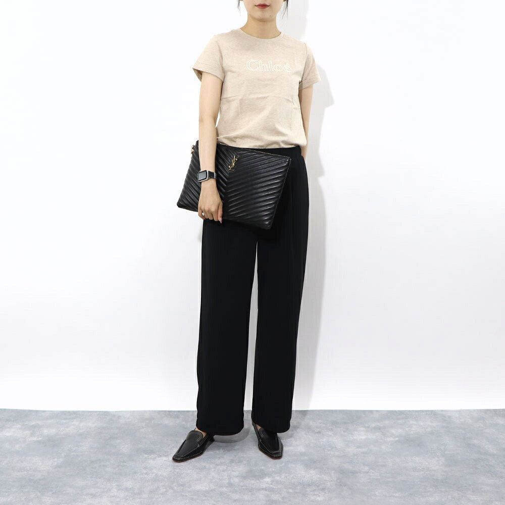 サンローラン SAINT LAURENT バッグ クラッチバッグ レディース POUCH MONOGRAM ポーチ モノグラム ブラック カーフレザー カサンドラロゴ A4対応 横型 ストラップ付き 鞄 440222 CWU01