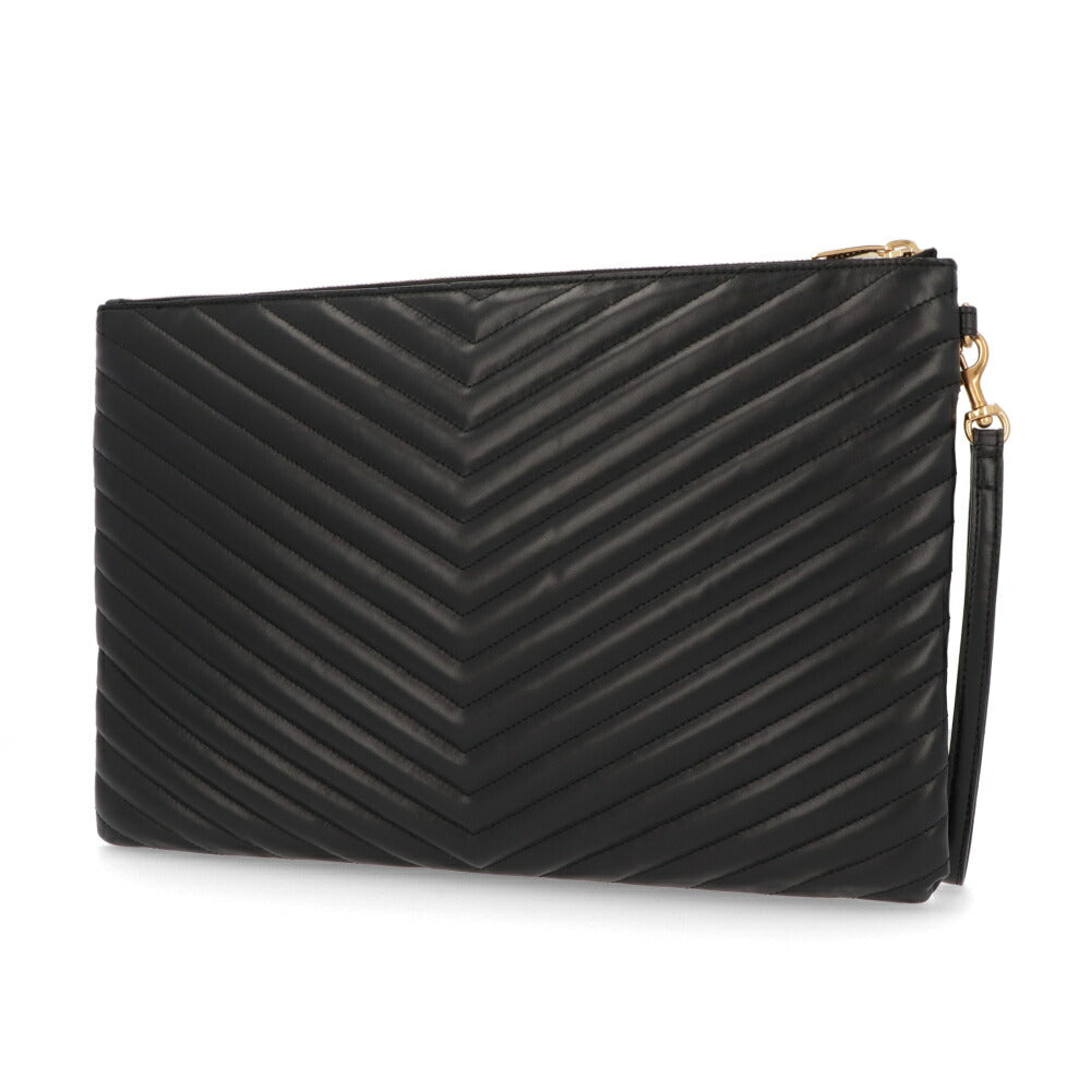 サンローラン SAINT LAURENT バッグ クラッチバッグ レディース POUCH MONOGRAM ポーチ モノグラム ブラック カーフレザー カサンドラロゴ A4対応 横型 ストラップ付き 鞄 440222 CWU01