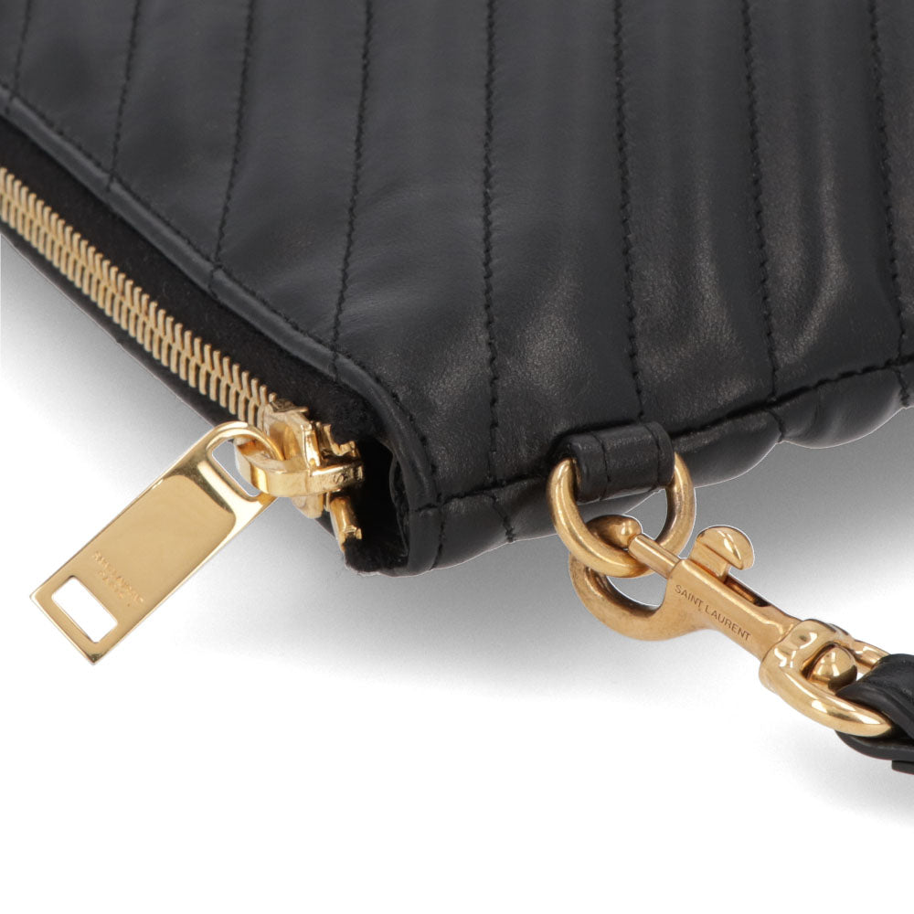 サンローラン SAINT LAURENT バッグ クラッチバッグ レディース POUCH MONOGRAM ポーチ モノグラム ブラック カーフレザー カサンドラロゴ A4対応 横型 ストラップ付き 鞄 440222 CWU01