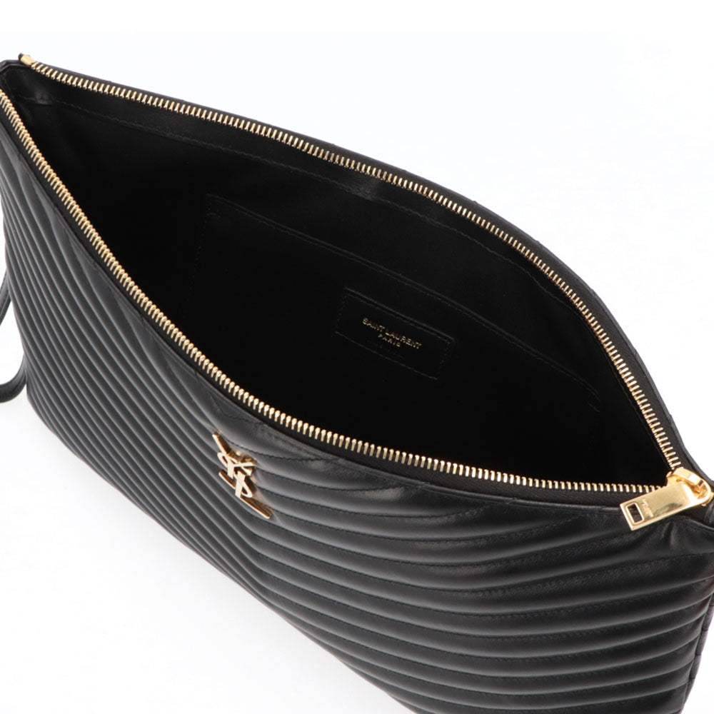 サンローラン SAINT LAURENT バッグ クラッチバッグ レディース POUCH MONOGRAM ポーチ モノグラム ブラック カーフレザー カサンドラロゴ A4対応 横型 ストラップ付き 鞄 440222 CWU01