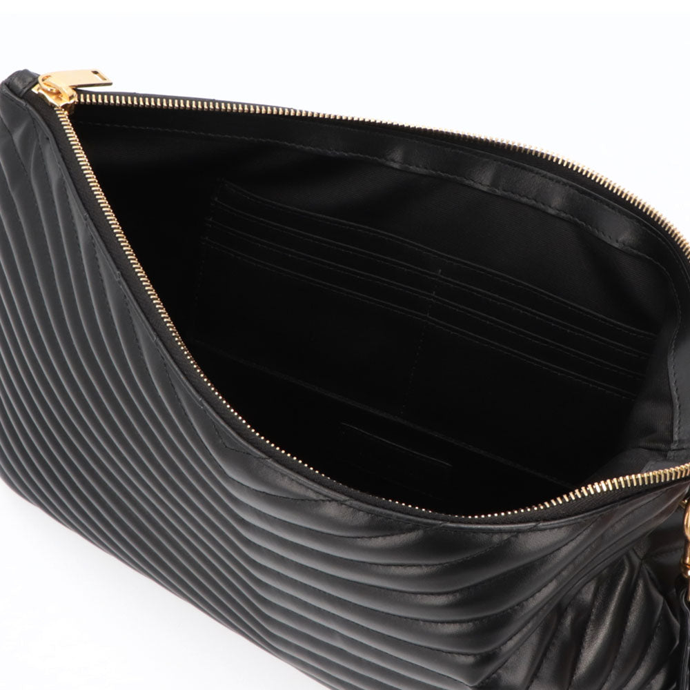サンローラン SAINT LAURENT バッグ クラッチバッグ レディース POUCH MONOGRAM ポーチ モノグラム ブラック カーフレザー カサンドラロゴ A4対応 横型 ストラップ付き 鞄 440222 CWU01