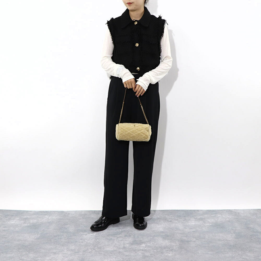 サンローラン SAINT LAURENT バッグ ハンドバッグ レディース TUBE BAG SADE チューブバッグ ベージュ ムートン カサンドラロゴ 鞄 キルティング チェーンショルダー 699703 GAAD1