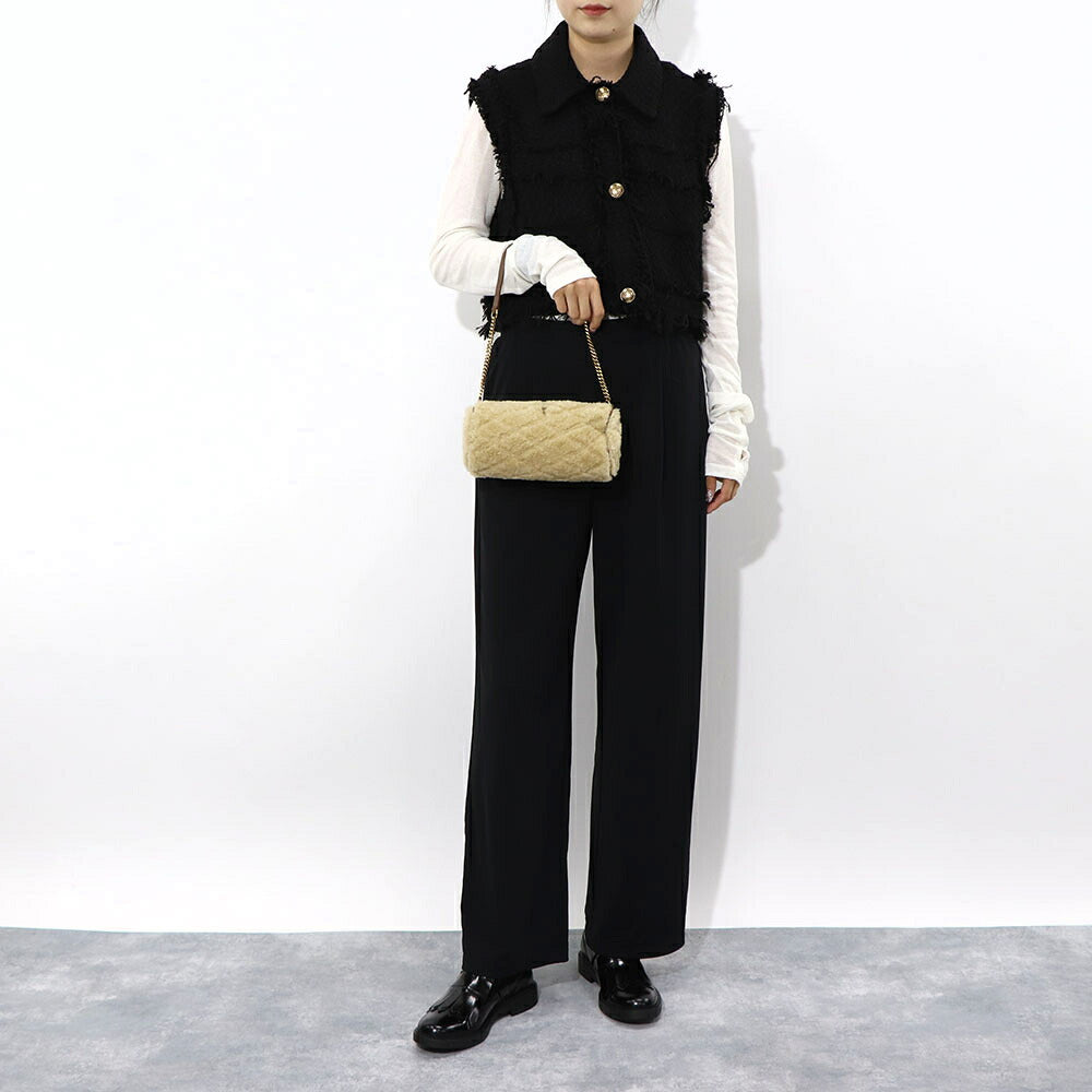 サンローラン SAINT LAURENT バッグ ハンドバッグ レディース TUBE BAG SADE チューブバッグ ベージュ ムートン カサンドラロゴ 鞄 キルティング チェーンショルダー 699703 GAAD1