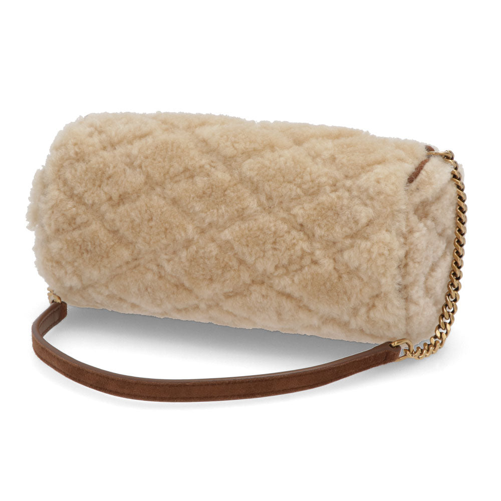 サンローラン SAINT LAURENT バッグ ハンドバッグ レディース TUBE BAG SADE チューブバッグ ベージュ ムートン カサンドラロゴ 鞄 キルティング チェーンショルダー 699703 GAAD1
