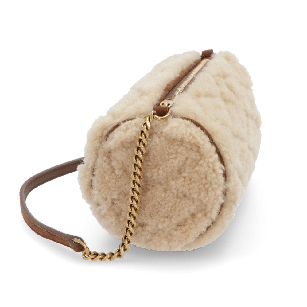 サンローラン SAINT LAURENT バッグ ハンドバッグ レディース TUBE BAG SADE チューブバッグ ベージュ ムートン カサンドラロゴ 鞄 キルティング チェーンショルダー 699703 GAAD1