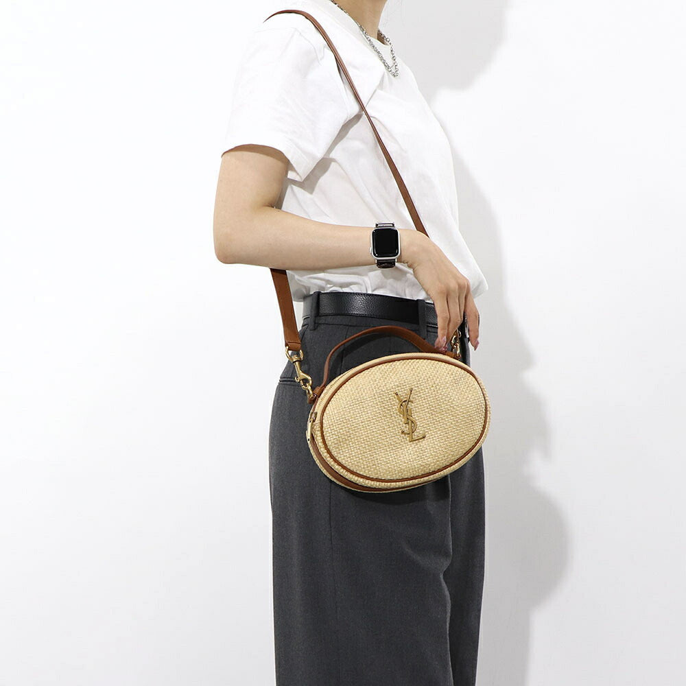 サンローラン SAINT LAURENT バッグ ショルダーバッグ レディース CAMERA BAG ROUND カメラバッグ ラウンド ベージュ×ブラウン レザー ハンドバッグ 2way カサンドラロゴ 鞄 744579 FABZ3