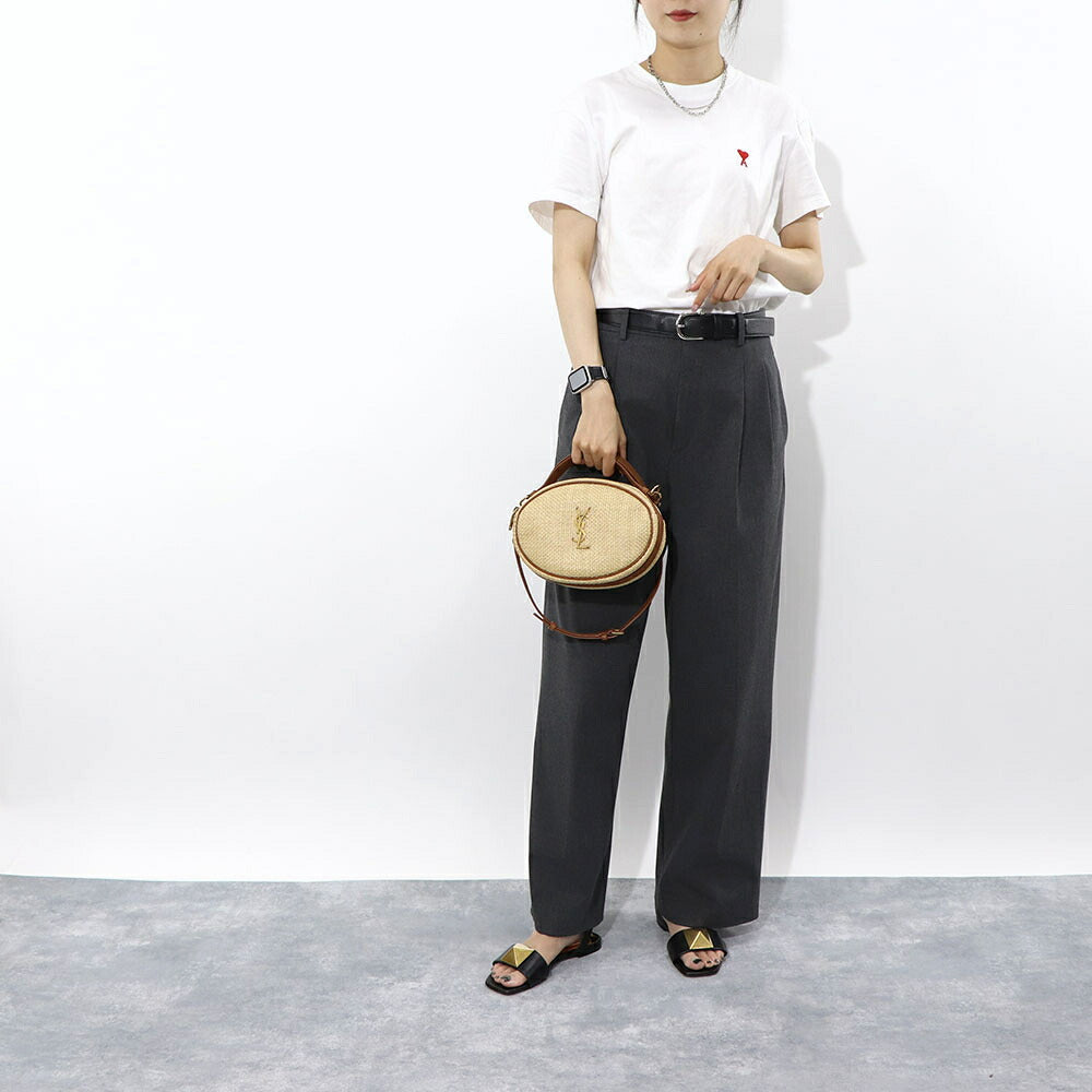 サンローラン SAINT LAURENT バッグ ショルダーバッグ レディース CAMERA BAG ROUND カメラバッグ ラウンド ベージュ×ブラウン レザー ハンドバッグ 2way カサンドラロゴ 鞄 744579 FABZ3