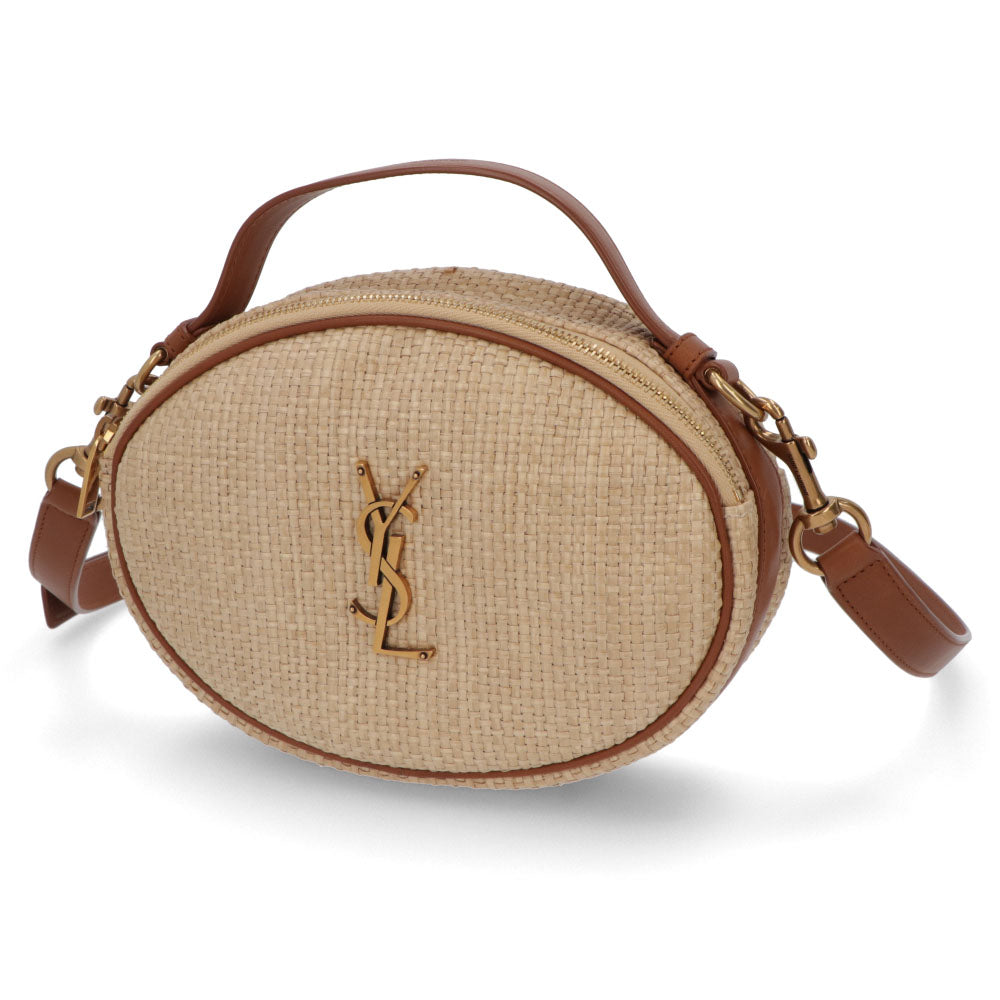 サンローラン SAINT LAURENT バッグ ショルダーバッグ レディース CAMERA BAG ROUND カメラバッグ ラウンド ベージュ×ブラウン レザー ハンドバッグ 2way カサンドラロゴ 鞄 744579 FABZ3