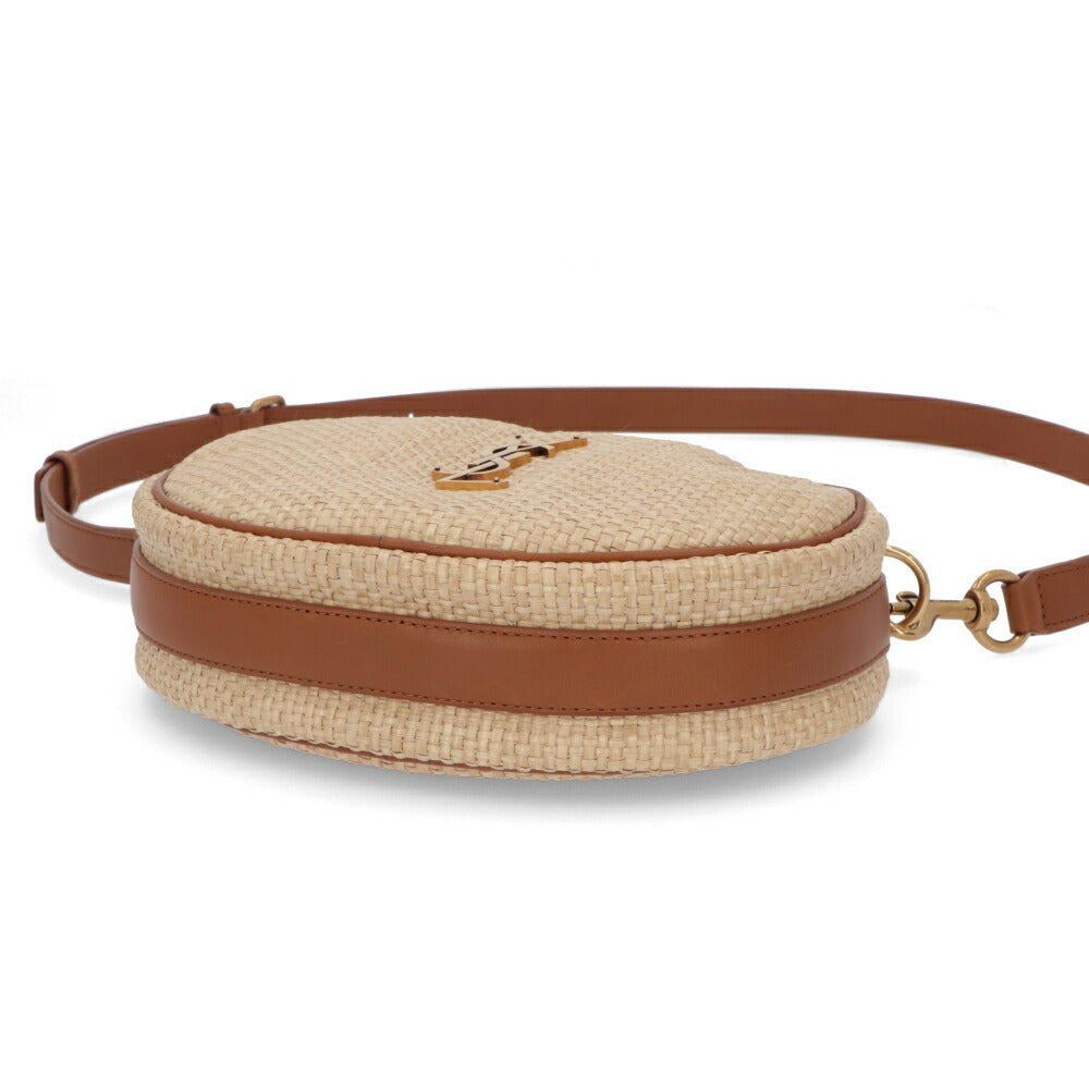 サンローラン SAINT LAURENT バッグ ショルダーバッグ レディース CAMERA BAG ROUND カメラバッグ ラウンド ベージュ×ブラウン レザー ハンドバッグ 2way カサンドラロゴ 鞄 744579 FABZ3